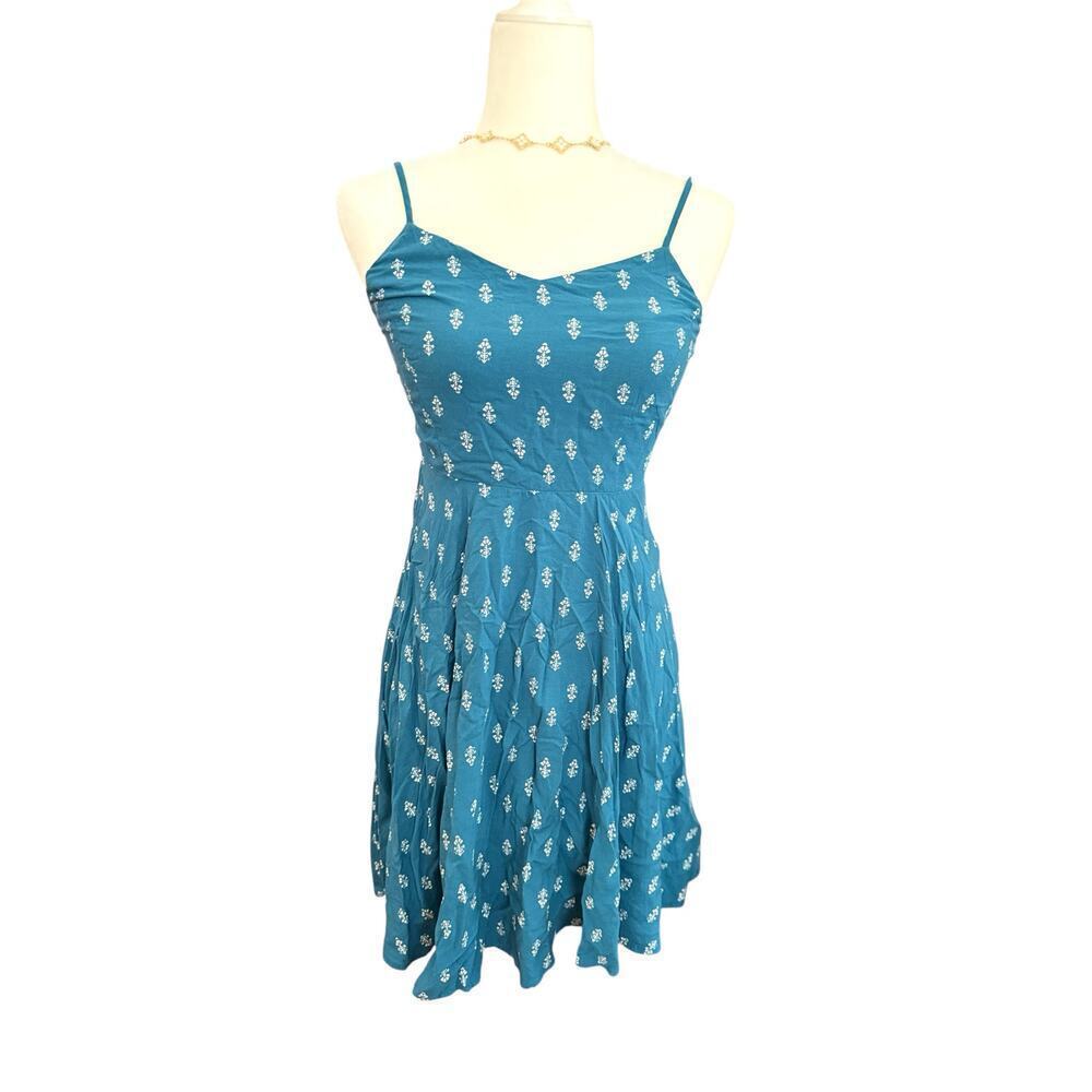 Old Navy‎ Fit & Flare Sundress Blue Floral Sleeveless Spaghetti Strap Size
